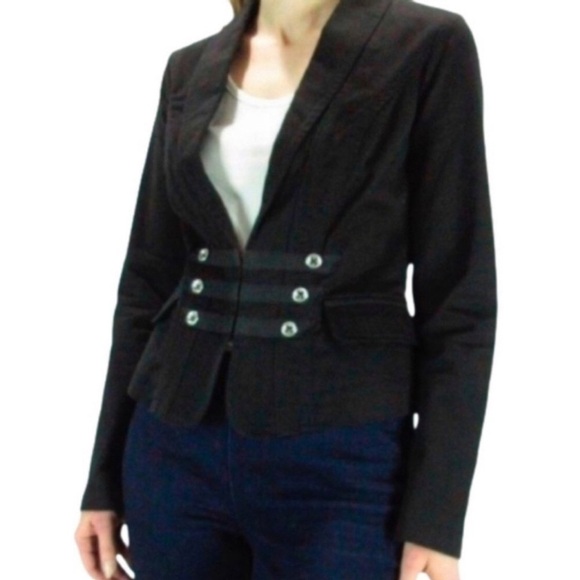 CAbi Style #329 The Band Military Jacket Blazer Black w/ Silver Buttons - Size 8 - Picture 2 of 10